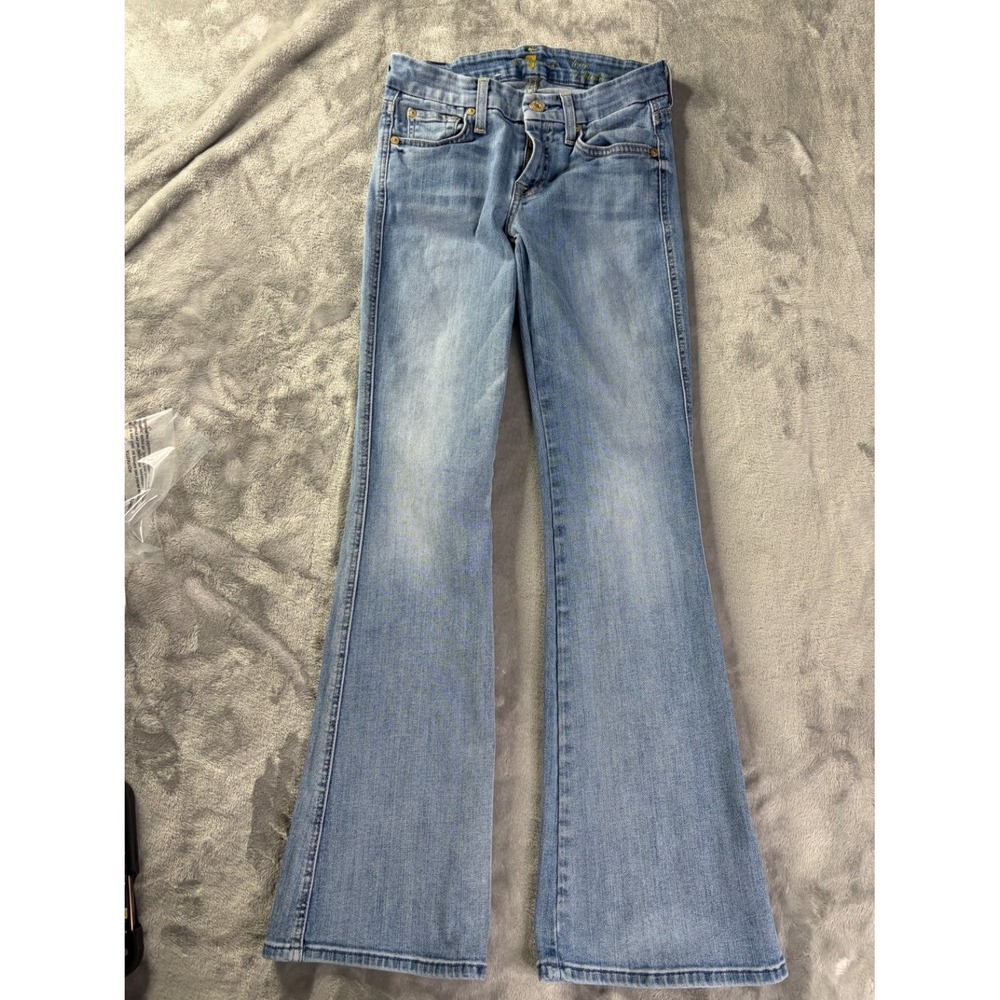 7 for All Mankind Jeans Dojo a Pocket Womens Sz 24 Blue Embroidered Stretch Vtg